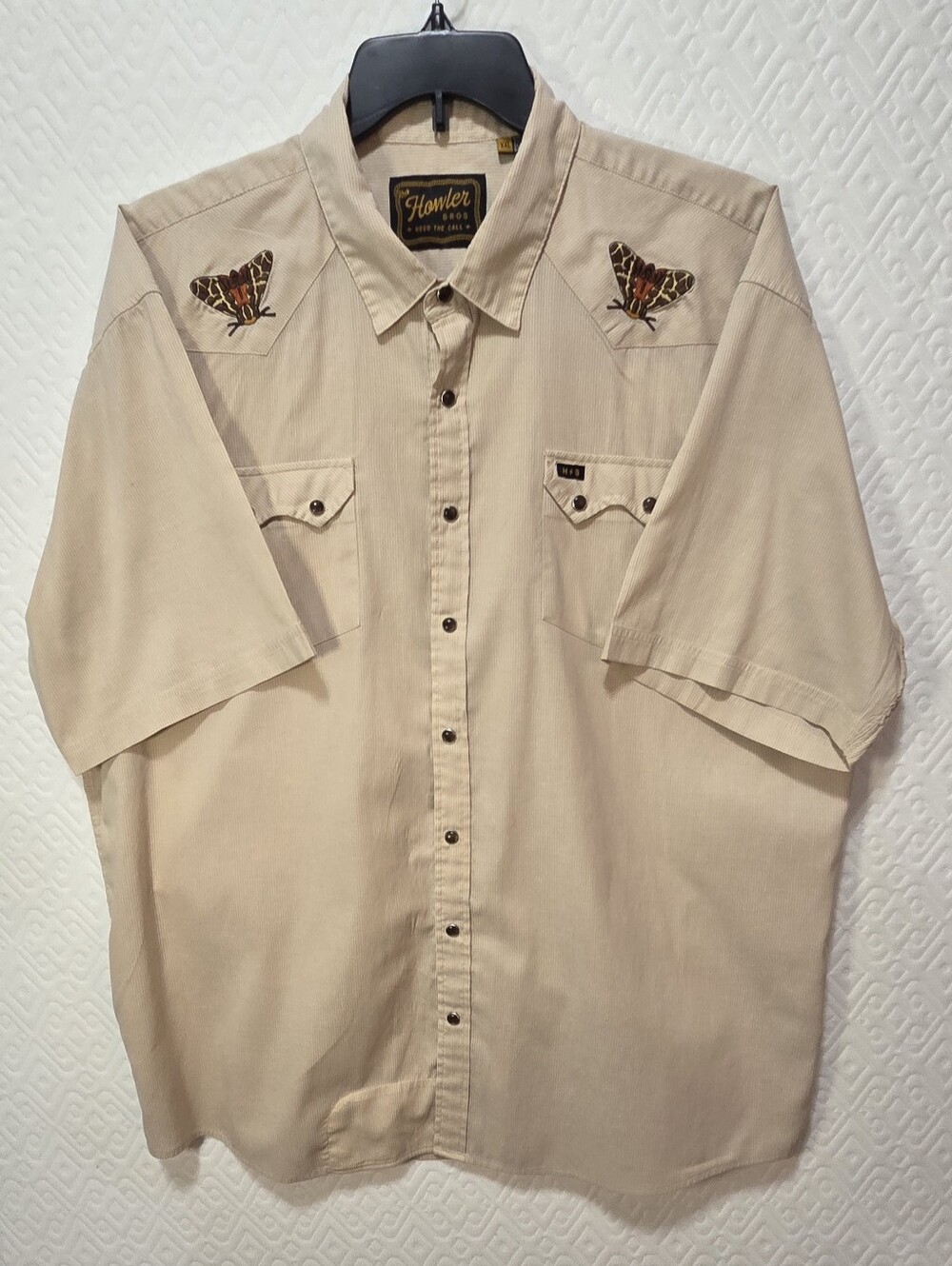 Howler Bros Men's Gold 2XL  Tiger Moth Crosscut Pearl Snap Shortsleeve Shirt